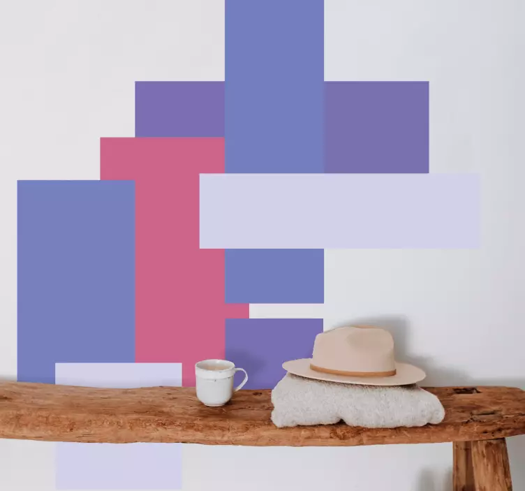 Vinilo pared bloques geométricos en capas - TenVinilo