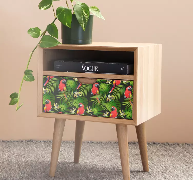Vinilo para mueble patrón de loros tropicales - TenVinilo
