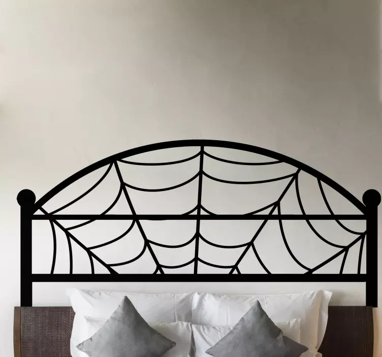 Vinilo cabecero Diseño de marco de tela de araña monocolor - TenVinilo