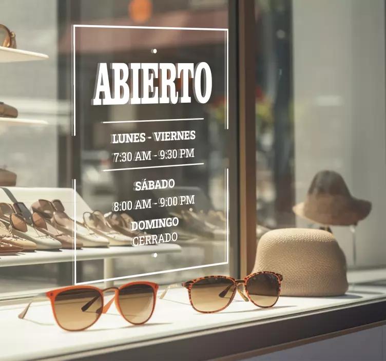 Vinilo escaparate Horario de apertura - TenVinilo