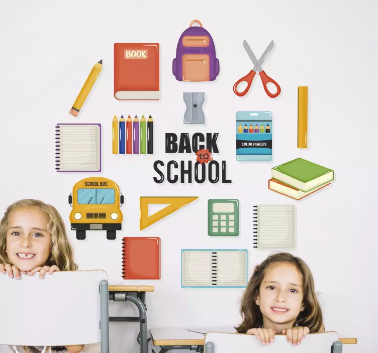 Vinilo escaparate vuelta al cole con material - TenVinilo