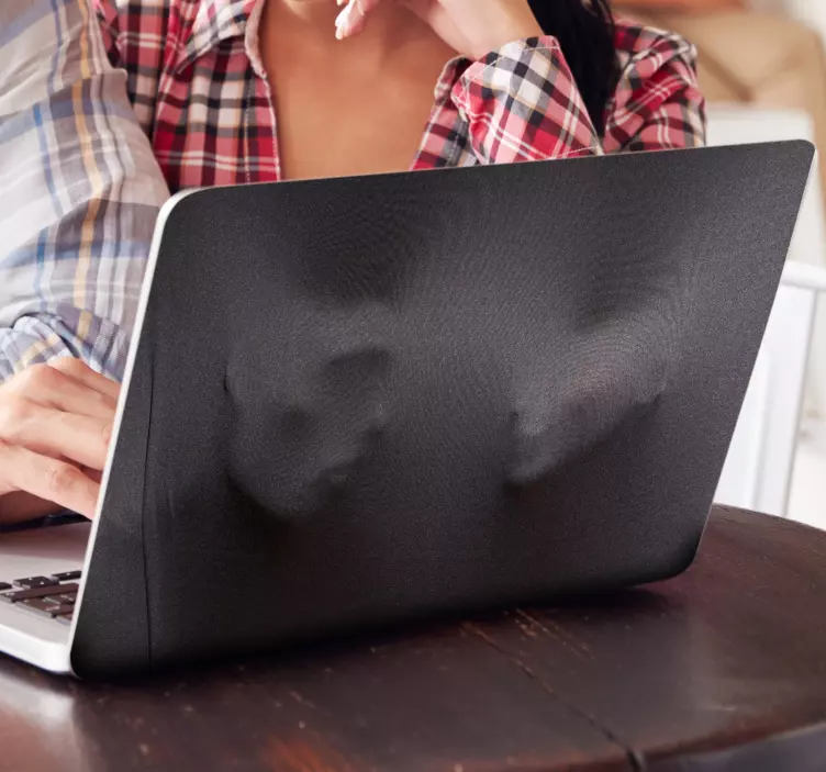 Vinilo para porátil efecto visual cara y mano - TenVinilo