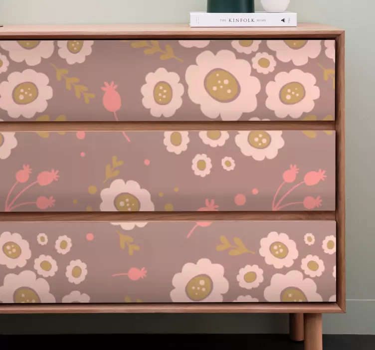 Vinilo para mueble diseño de cajón floral - TenVinilo