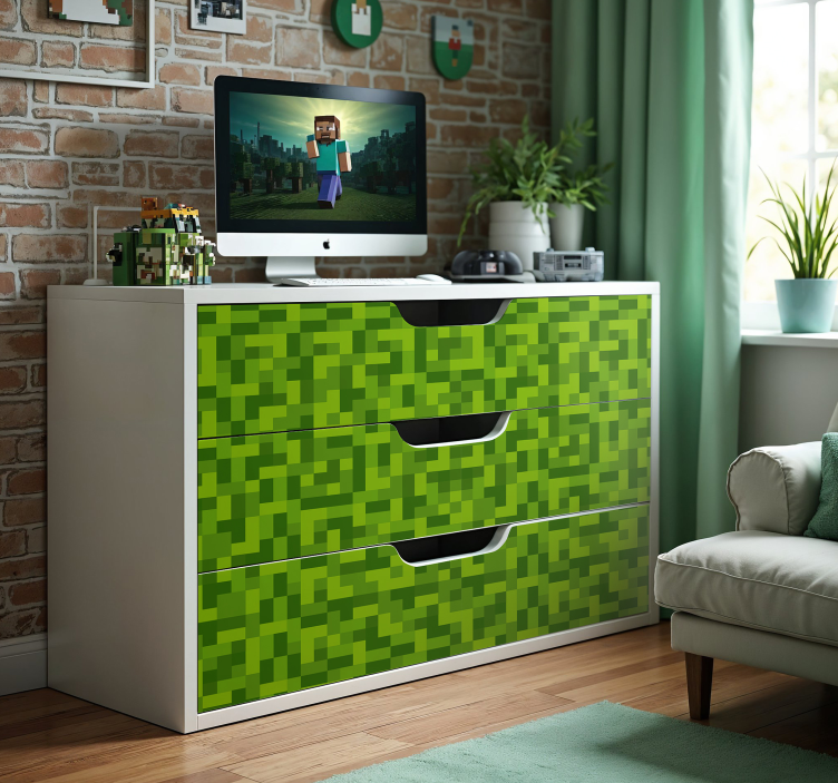 Vinilo para mueble diseño de juego cuadrado verde - TenVinilo