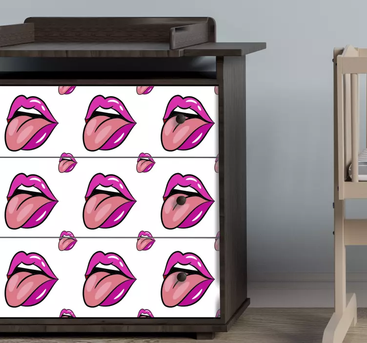 Vinilo para mueble motivo de labios divertidos - TenVinilo