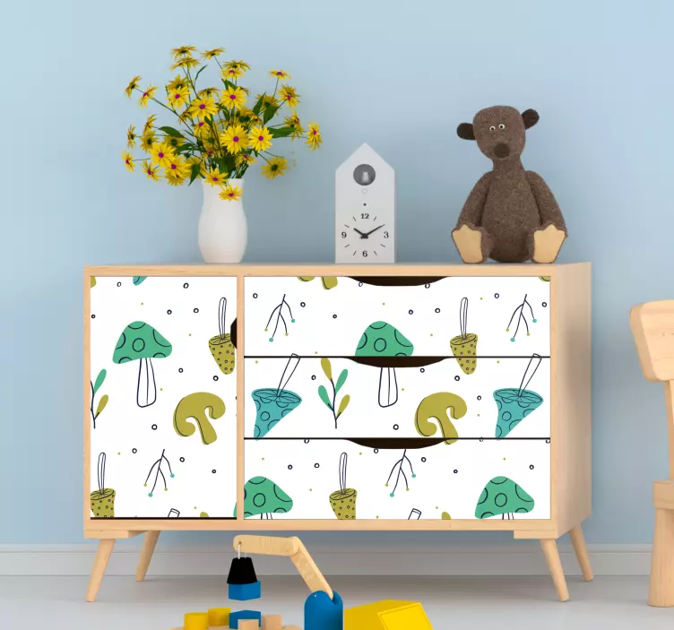 Vinilo para mueble vibrante motivo de hongo - TenVinilo