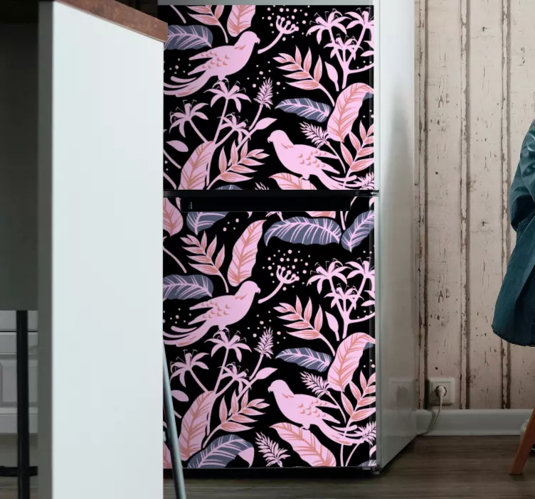 Vinilo para nevera concepto de ave tropical - TenVinilo