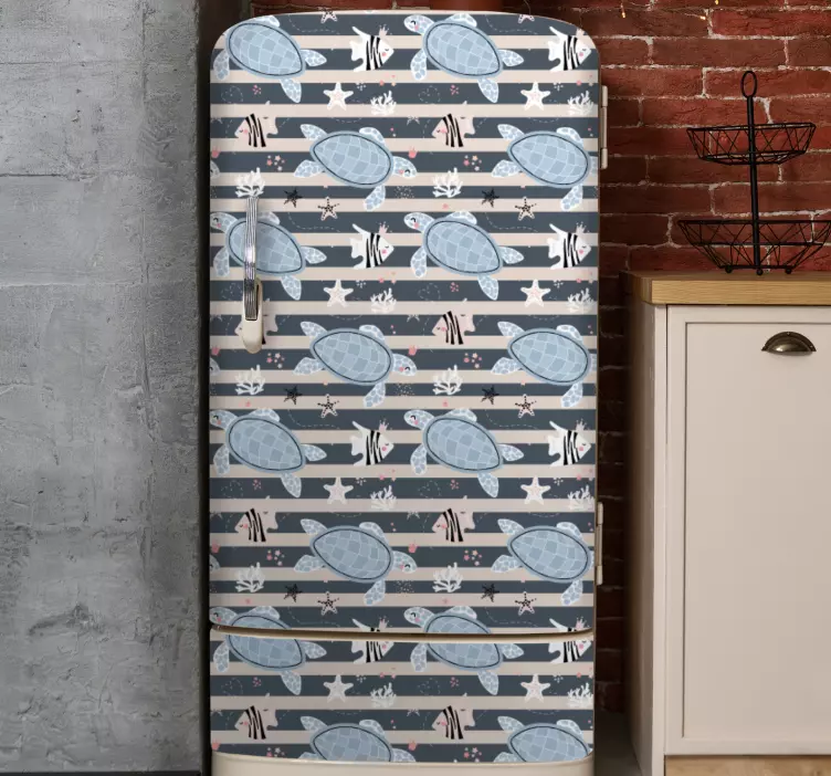 Vinilo para nevera patrón de rayas de tortuga - TenVinilo