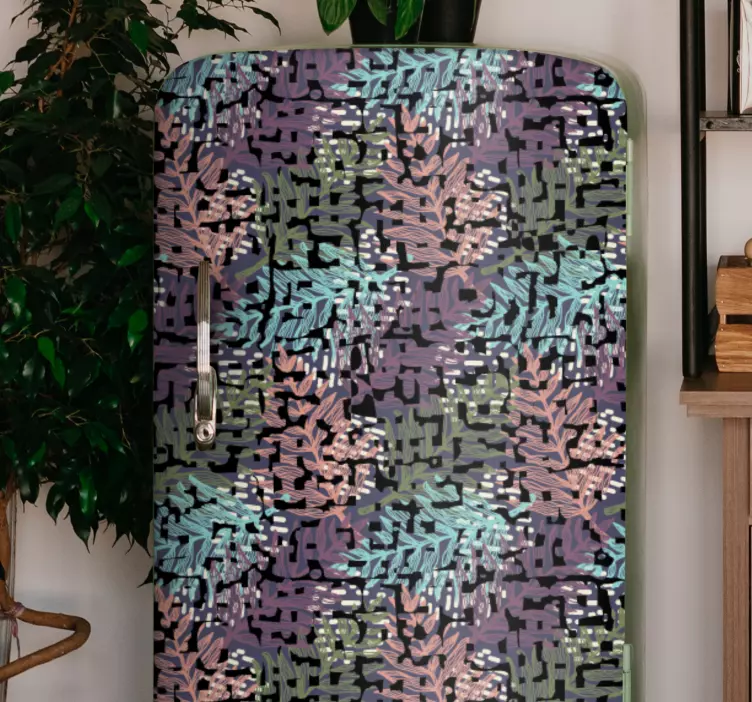 Vinilo para nevera patrones de hojas florales - TenVinilo