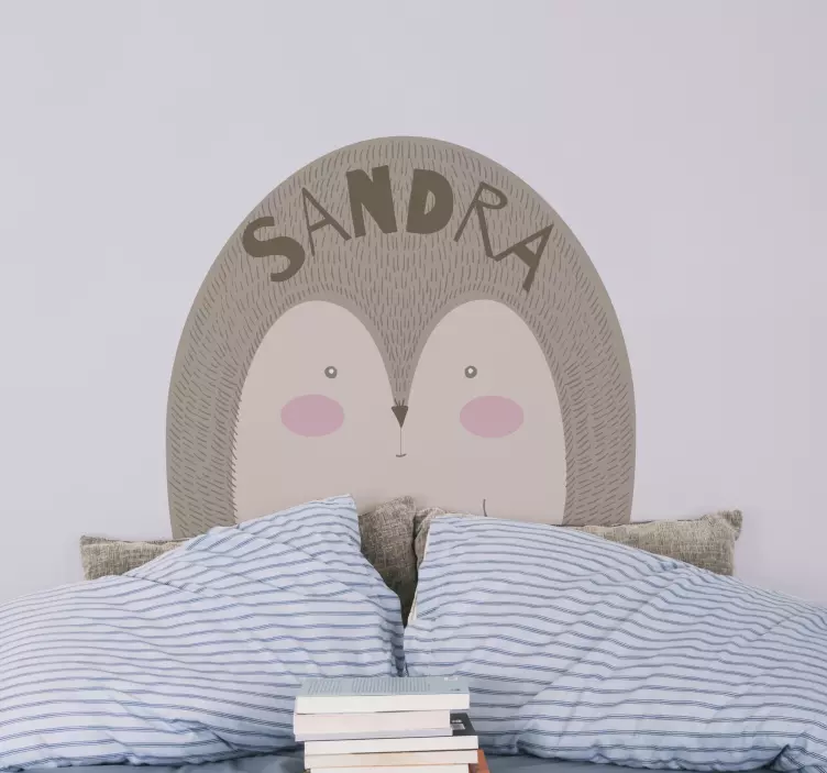 Vinilo infantil puercoespín adorable con nombre - TenVinilo