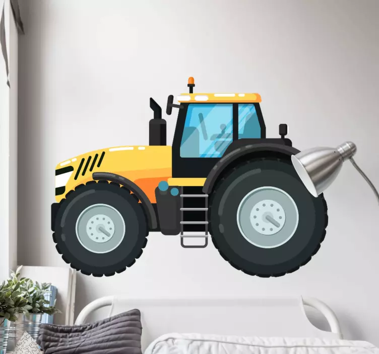 Vinilo infantil tractor amarillo realista - TenVinilo
