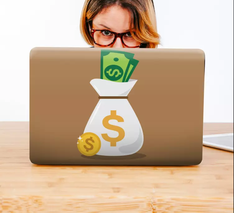 Vinilo para portátil ilustración de bolsa de dinero - TenVinilo