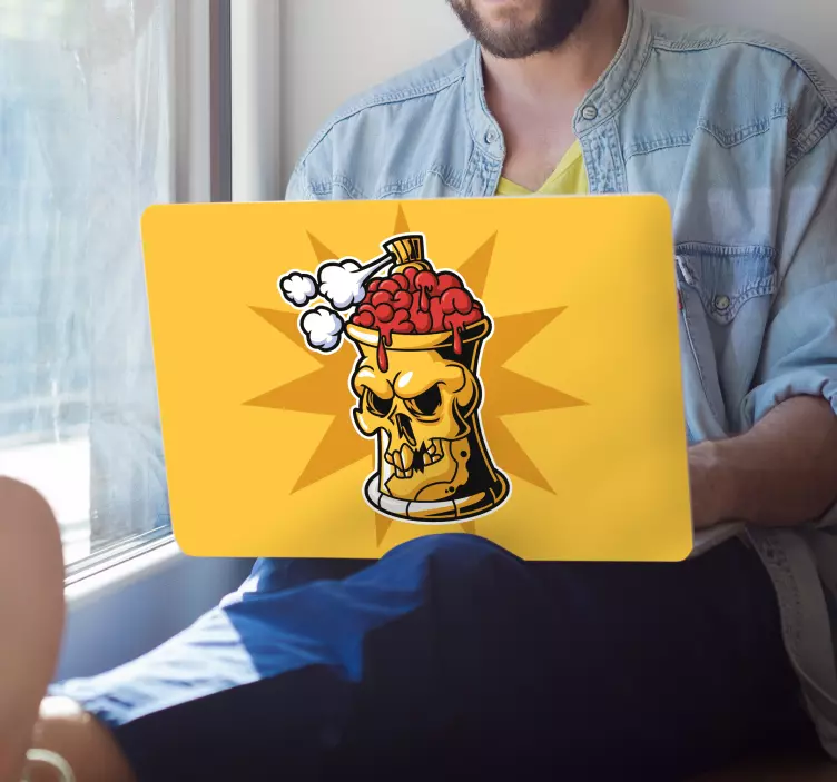 Vinilo para portátil diseño de lata de pintura de calavera - TenVinilo