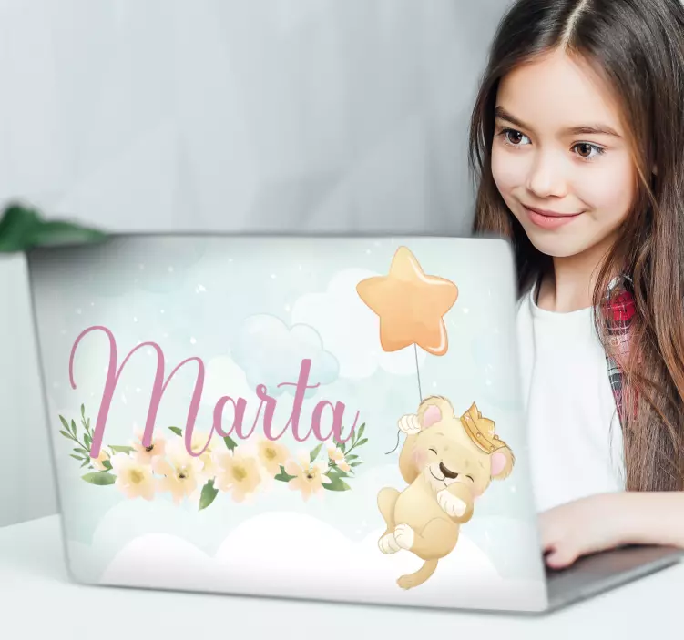 Vinilo para portátil lindo personaje de león - TenVinilo