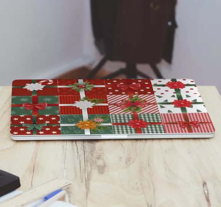 Vinilo pc Patrón de caja de regalo elegante - TenVinilo