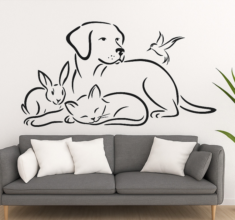 Vinilo para salón adhesivo de pared de mascotas - TenVinilo