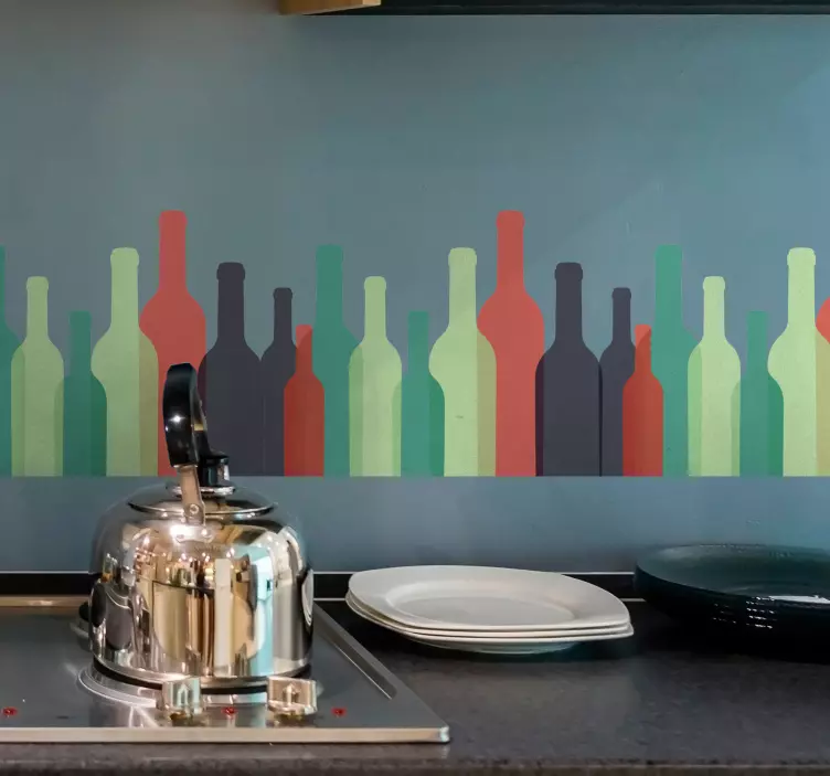 Vinilo pared botellas de vino - TenVinilo