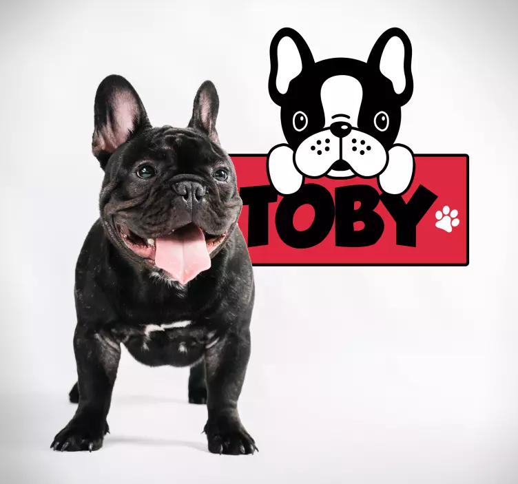 Pegatina perro bulldog con nombre - TenVinilo