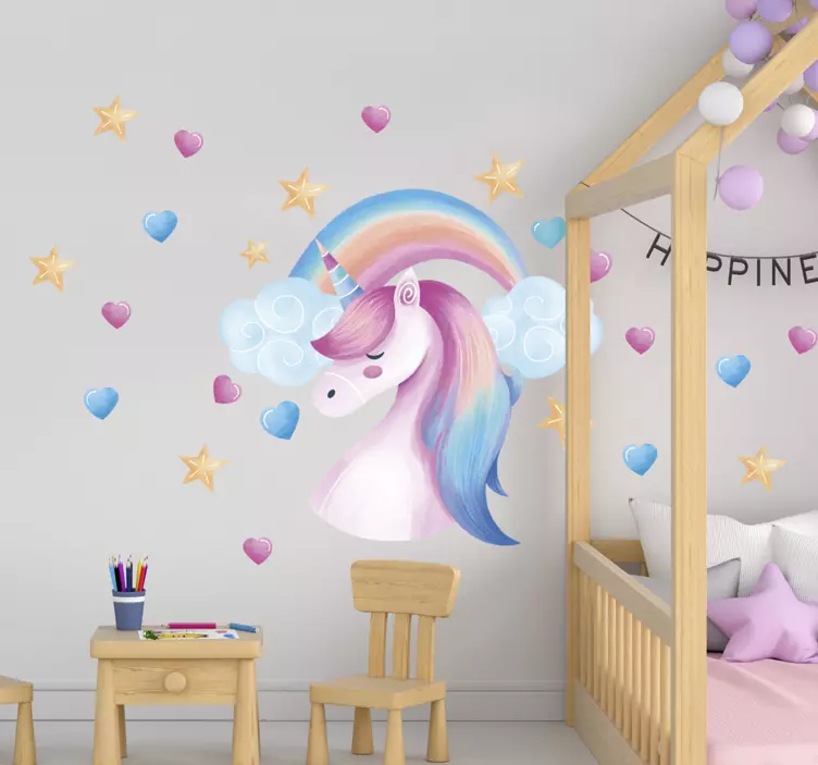 Vinilo adhesivo de pared estilo nórdico unicorn animal - TenVinilo