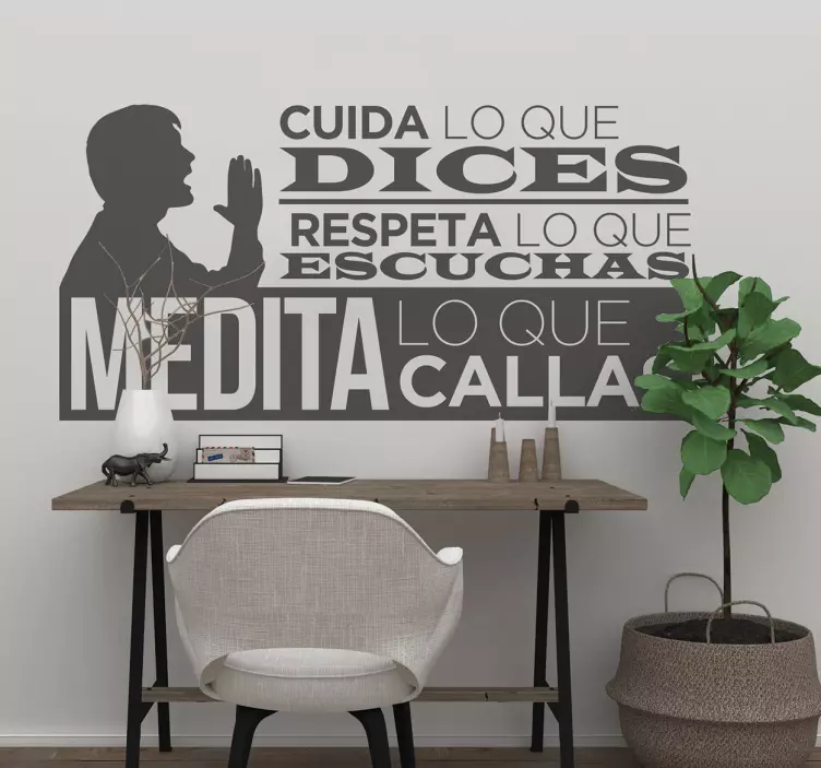 Vinilo pared frase cuida lo que dices elegante - TenVinilo