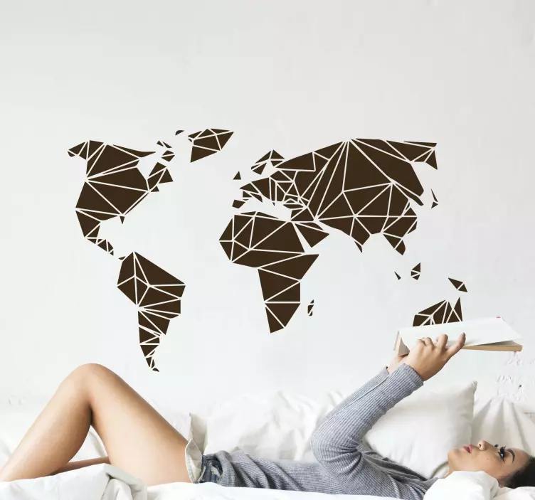 Vinilo mapamundi monocolor estilo origami - TenVinilo