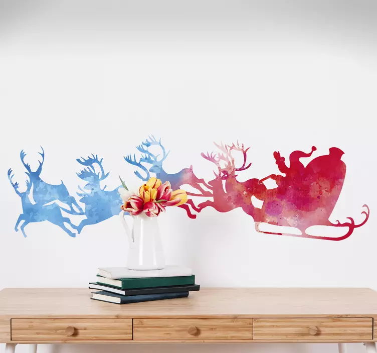 Vinilo pared Papá Noel acuarela - TenVinilo