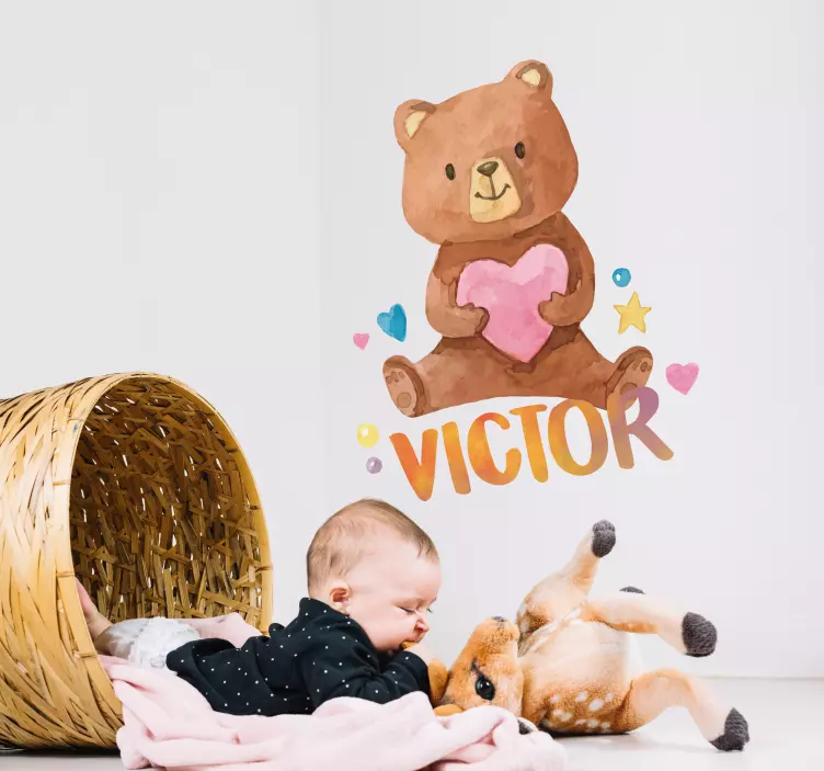 Vinilo infantil personalizable oso de peluche - TenVinilo