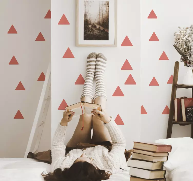 Vinilo pared set de triangulos living coral - TenVinilo