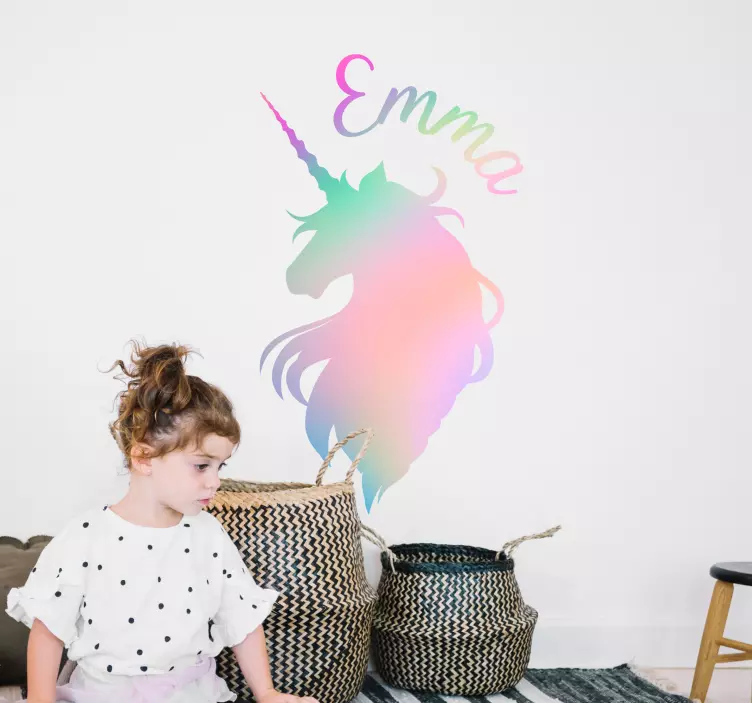 Vinilo pared silueta unicornio personalizable - TenVinilo