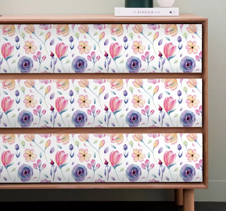Vinilo para mueble patrón de floración floral - TenVinilo