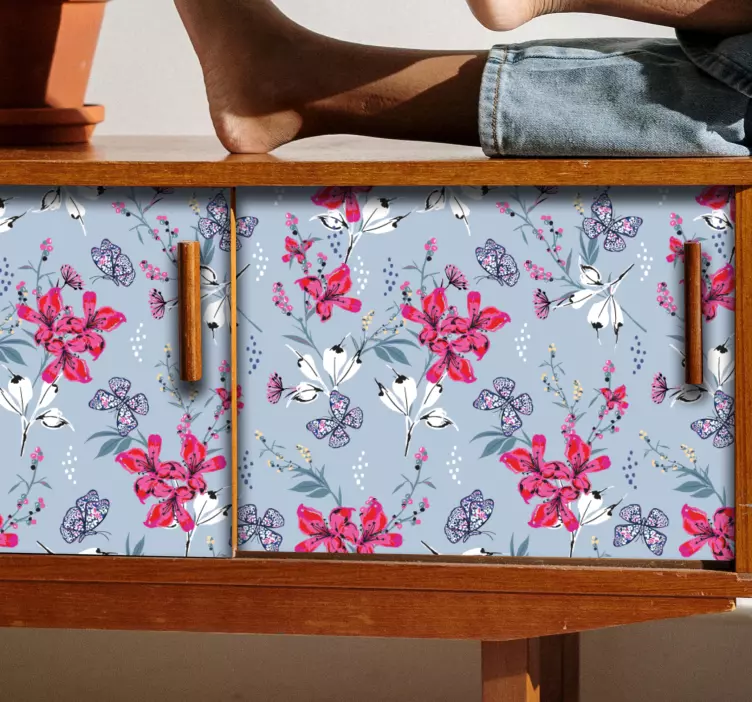 Vinilo patrón de mariposas florales - TenVinilo