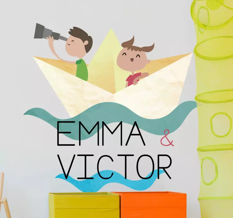 Vinilo personalizable barquito de papel - TenVinilo