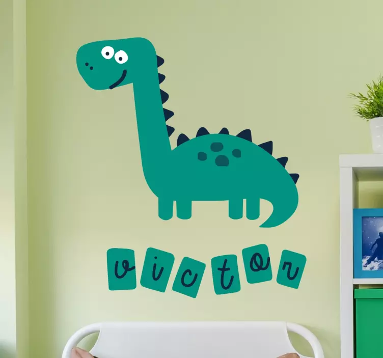 Vinilo personalizable infantil dino nombre - TenVinilo