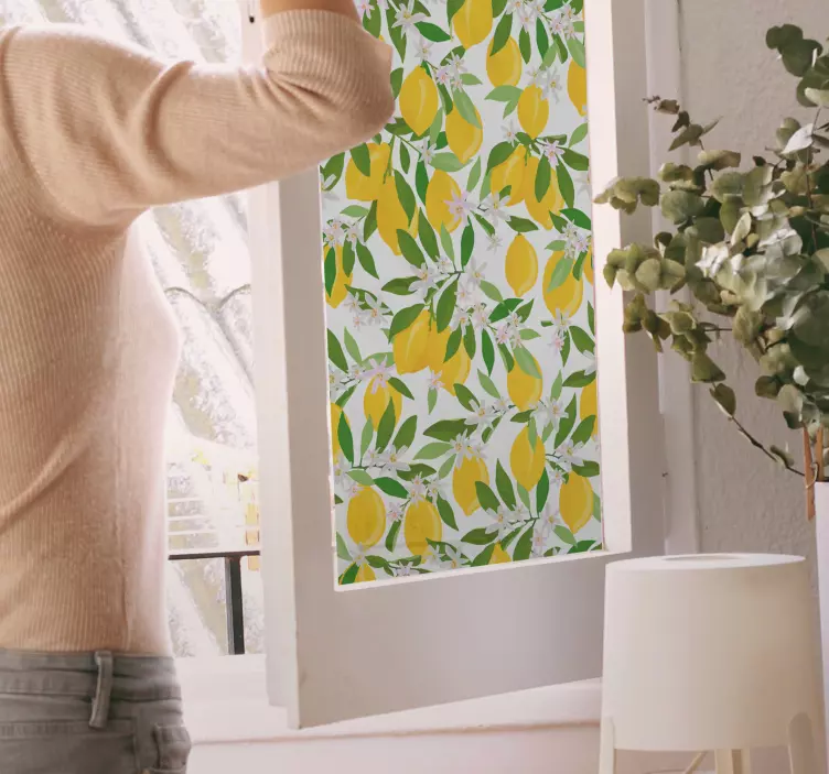 Vinilo planta patrón de limones vivos - TenVinilo