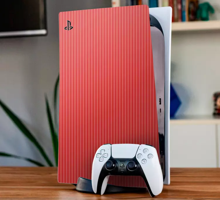 Skin PS5 Color rosa oscuro con rayas - TenVinilo