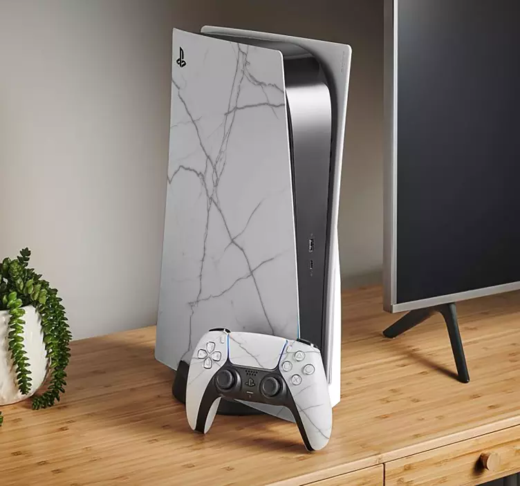 Skin PS5 mármol blanco - TenVinilo