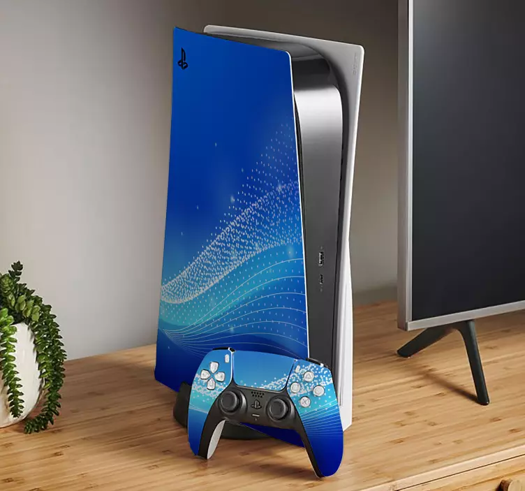 Vinilo ps5 motivos de olas azules - TenVinilo