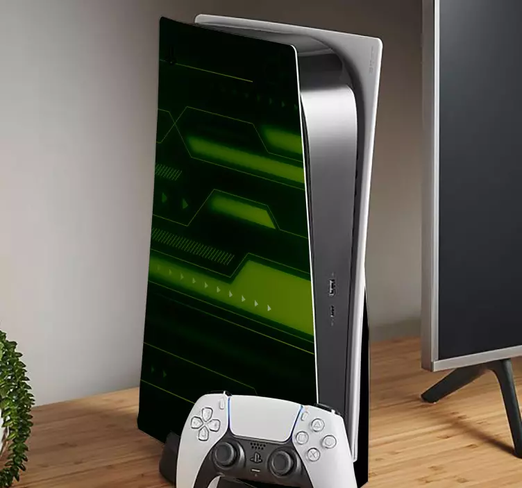 Vinilo ps5 patrones de tecnología verde - TenVinilo