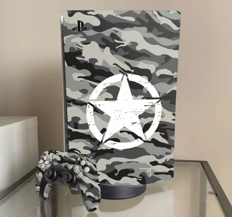 Skin PS5 textura camuflaje con estrella - TenVinilo