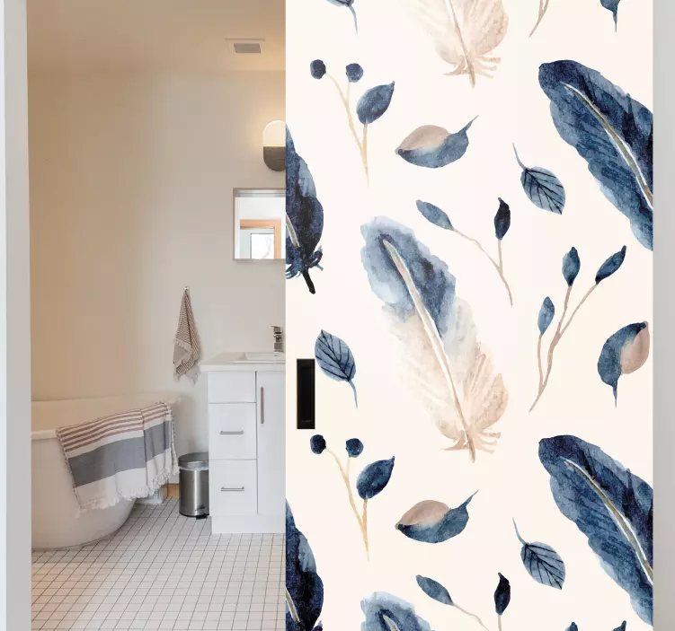 Vinilo puerta elegantes patrones de hojas - TenVinilo