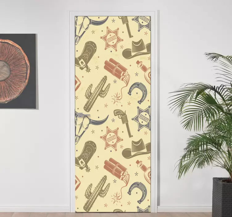 Vinilo puerta elementos de temática western - TenVinilo