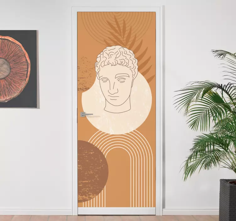 Vinilo para puerta Escultura antigua mínima de hermes - TenVinilo