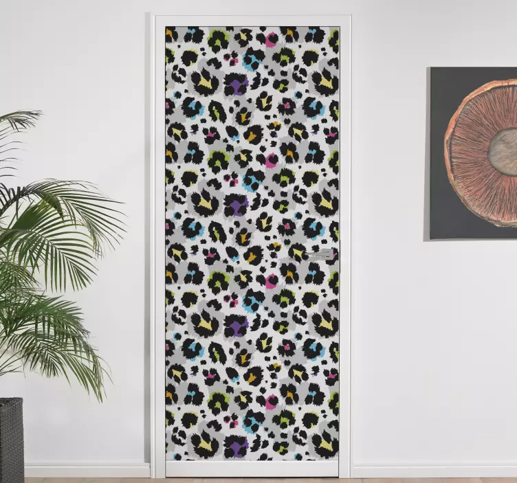 Vinilo para puerta Manchas de colores sobre fondo blanco - TenVinilo