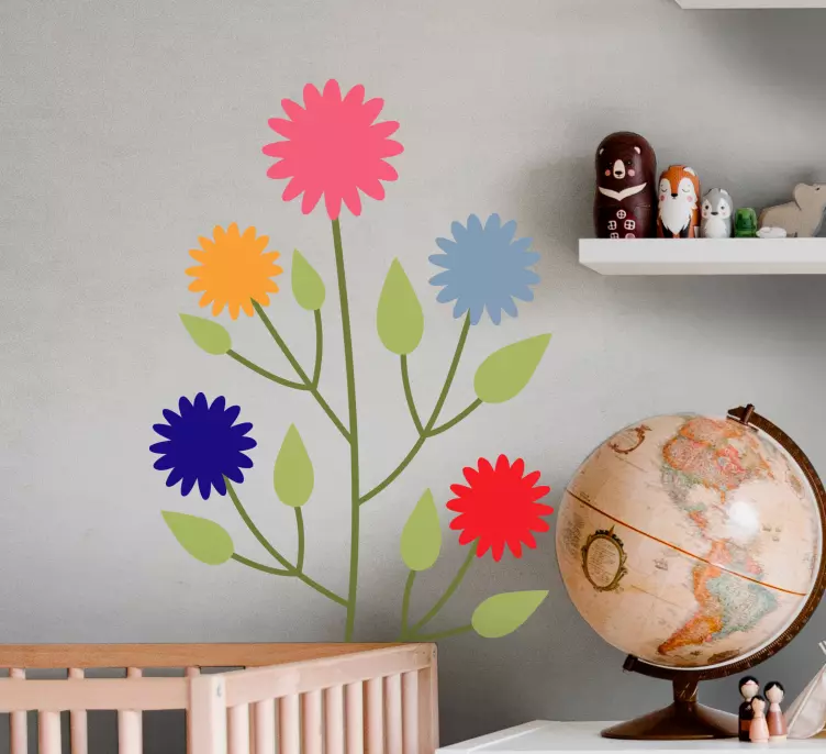 Vinilo para puerta Varios colores de flores - TenVinilo