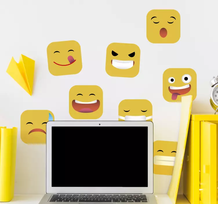 Vinilo rayas conjunto de expresiones emoji - TenVinilo