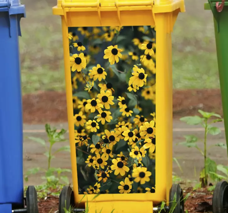 Vinilo reciclaje para contenedor de girasoles - TenVinilo
