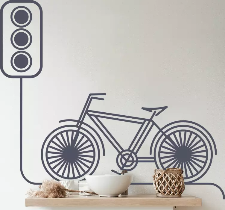 Vinilo para salón Bicicleta en una señal de tráfico - TenVinilo
