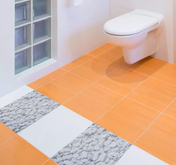 Suelo vinílico imitación piedra blanco y gris - TenVinilo