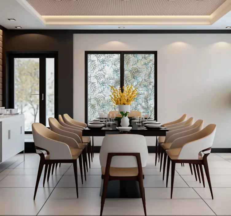 Vinilo para comedor Lámina patrón hojas delgadas - TenVinilo