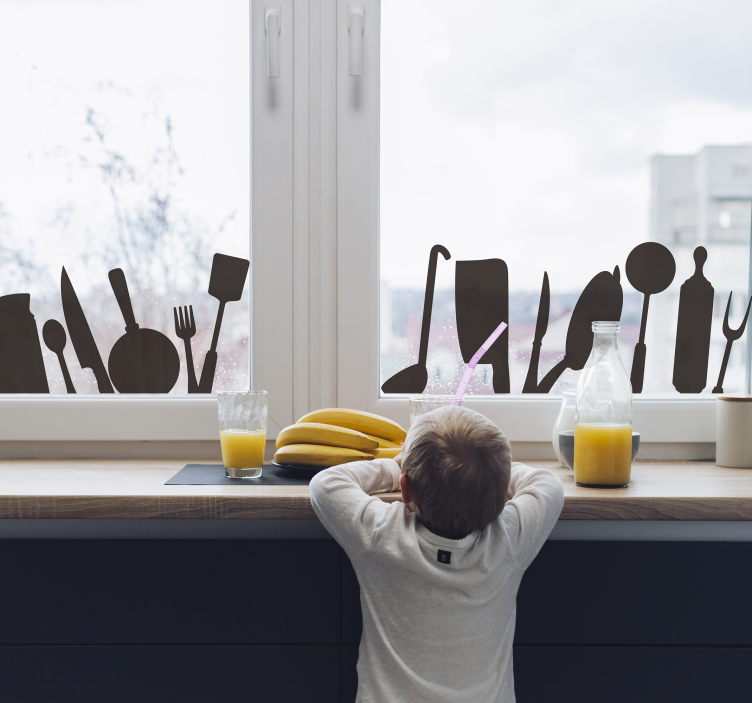 Vinilo para ventana de utensilios de cocina - TenVinilo
